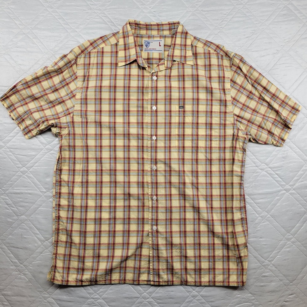 Nautica Jean Company plaid 100% cotton short sleeve dress shirt size L